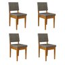 Kit 4 Cadeiras 100% Madeira Maciça Encosto e Assento Estofado Miami - 1