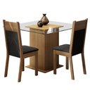 Ver imagem 2 de Conjunto Sala de Jantar Madesa Moni Mesa Tampo de Vidro 2 Cadeiras - Rustic/preto/sintético Preto