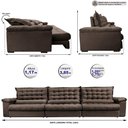 Ver imagem 2 de Sofá Retrátil e Reclinável 3,85m Molas Ensacadas Cama inBox Big Space com Bordado 3D Velusoft