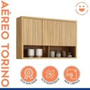 Ver imagem 4 de Conjunto Cozinha Completa Modulada Armário Paneleiro 4 Portas com Vidro 2 Armários Aéreo e 2 Balcões Torino Bege/Cinamomo/Off White