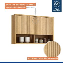 Conjunto Cozinha Completa Armário Paneleiro 4 Portas com Vidro 2 Armários Aéreo e 2 Balcões Torino - 5 Conjunto Cozinha Completa Armário Paneleiro 4 Portas com Vidro 2 Armários Aéreo e 2 Balcões Torino - 5