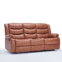 Ver imagem 3 de Poltrona 3 Lugares Porta Copos Reclinável Hollywood Manual Aquecimento Massagem Pu Caramelo G31 - Gr
