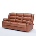 Ver imagem 7 de Poltrona 3 Lugares Porta Copos Reclinável Hollywood Manual Aquecimento Massagem Pu Caramelo G31 - Gr