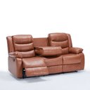 Ver mais imagens de Poltrona 3 Lugares Porta Copos Reclinável Hollywood Manual Aquecimento Massagem Pu Caramelo G31 - Gr