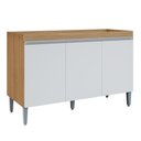 Ver imagem 1 de Balcão Pia Manu 120cm 3 Portas Amêndoa/branco sem Tampo - Ajl Móveis