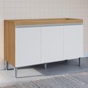 Ver imagem 2 de Balcão Pia Manu 120cm 3 Portas Amêndoa/branco sem Tampo - Ajl Móveis