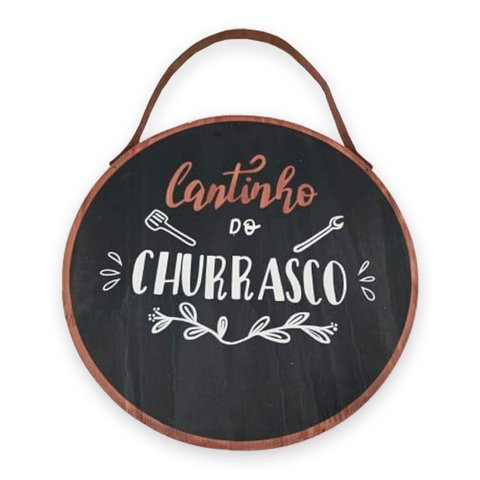 Quadro Tábua Decorativo Cantinho do Churrasco Madeira Pinus