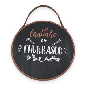 Quadro Tábua Decorativo Cantinho do Churrasco Madeira Pinus