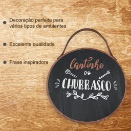 Quadro Tábua Decorativo Cantinho do Churrasco Madeira Pinus - 4