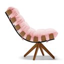 Ver imagem 4 de Kit 02 Poltronas Giratória Costela Suede Rosa Bebê Base Madeira Ma25 - D'rossi Drossi