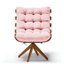 Ver imagem 3 de Kit 02 Poltronas Giratória Costela Suede Rosa Bebê Base Madeira Ma25 - D'rossi Drossi
