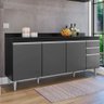 Balcão Cozinha Ágatha 180cm Preto com Grafite S/ Tampo - Vallisa Decor - 3