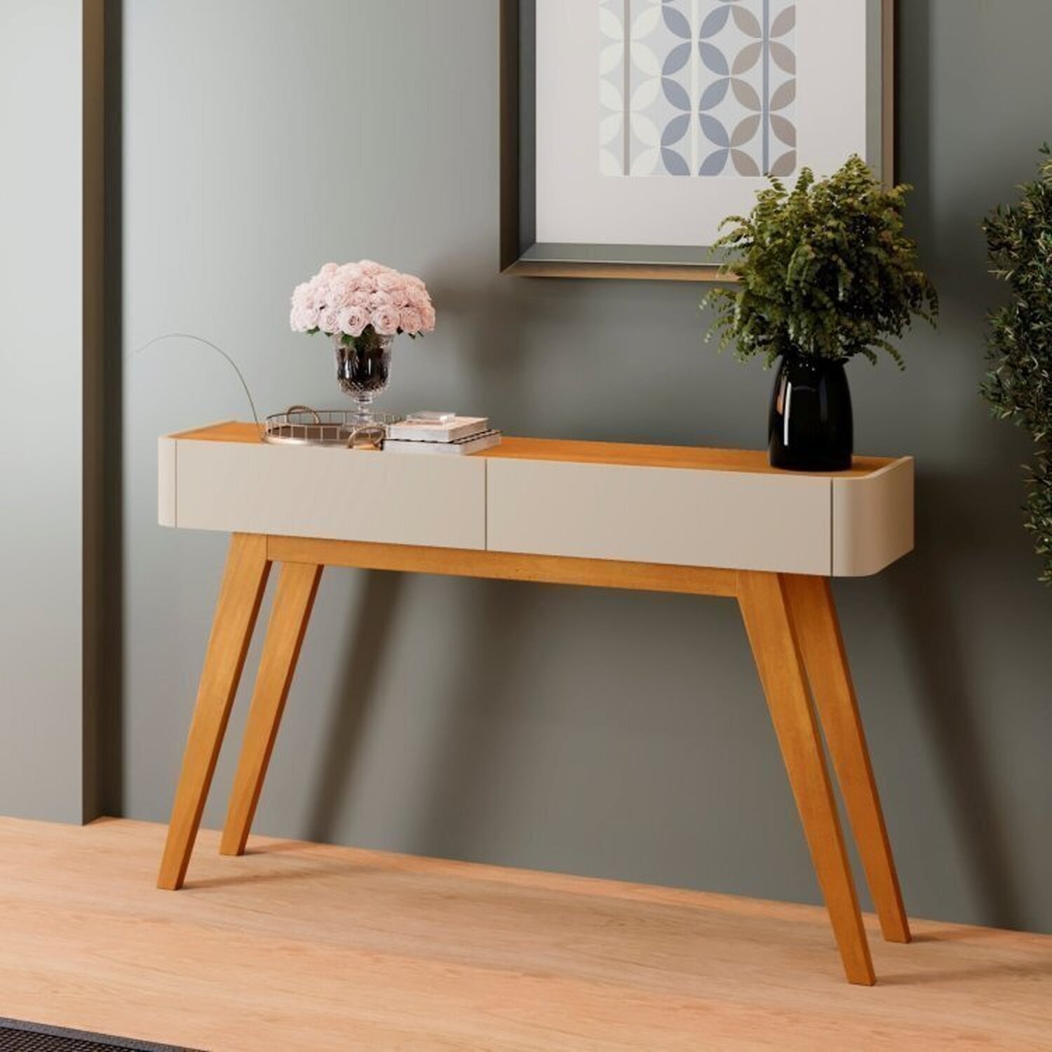 Conjunto Aparador 2 Gavetas 133cm Aros e Buffet para Sala de Jantar 2 Portas 92cm Aros - 2