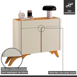 Conjunto Aparador 2 Gavetas 133cm Aros e Buffet para Sala de Jantar 2 Portas 92cm Aros - 15