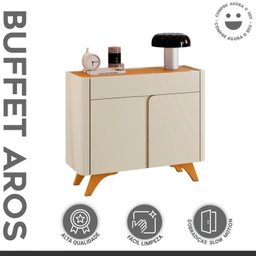 Conjunto Aparador 2 Gavetas 133cm Aros e Buffet para Sala de Jantar 2 Portas 92cm Aros - 19