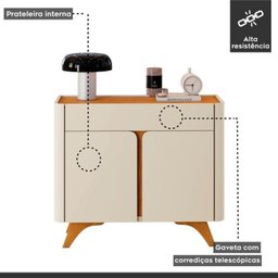 Conjunto Aparador 2 Gavetas 133cm Aros e Buffet para Sala de Jantar 2 Portas 92cm Aros - 17