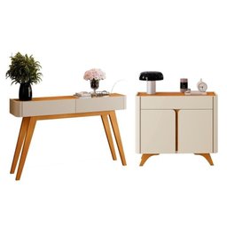 Conjunto Aparador 2 Gavetas 133cm Aros e Buffet para Sala de Jantar 2 Portas 92cm Aros - 1