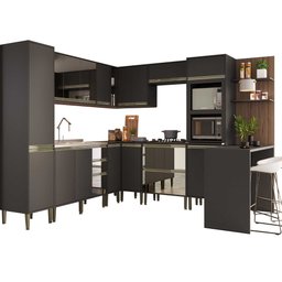 Cozinha Modulada Atena 100% MDF 12 Peças Grafite - Arte Cas - 2