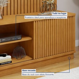 Kit 2 Peças com Rack para TV até 75 Polegadas Ripado Logan e Cristaleira com Espelho 100%MDF Lisboa - 10