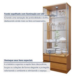 Kit 2 Peças com Rack para TV até 75 Polegadas Ripado Logan e Cristaleira com Espelho 100%MDF Lisboa - 8