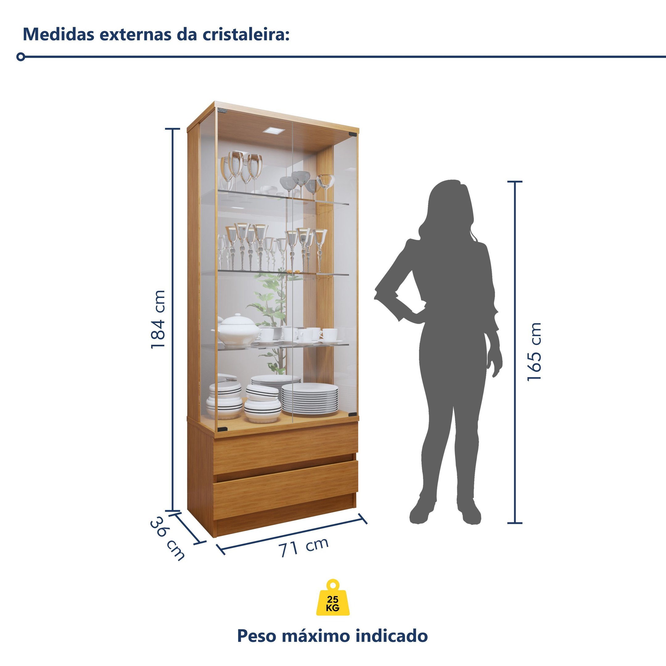 Kit 2 Peças com Rack para TV até 75 Polegadas Ripado Logan e Cristaleira com Espelho 100%MDF Lisboa - 4