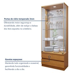 Kit 2 Peças com Rack para TV até 75 Polegadas Ripado Logan e Cristaleira com Espelho 100%MDF Lisboa - 6