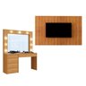 Conjunto Penteadeira Camarim 5 Gavetas Bulgária e Painel para Tv até 75 Polegadas Ripado - 1