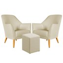 Ver imagem 1 de Kit 2 Poltronas Orion com Puff Izar Suede Bege Aradecor