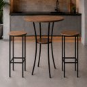 Ver imagem 1 de Conjunto Mesa Alta Bistrô Porto com 2 Banquetas Alta Kassel Cor Louro Freijó - Kmj