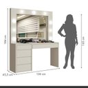 Ver imagem 4 de Conjunto Penteadeira Camarim 184x136cm Anne e Espelho Decorativo 180x90cm Retangular