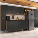 Ver imagem 1 de Armário Cozinha Modulada Completa 329,5cm Pequim Top Multimóveis Mp3755 Madeirado/preto