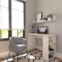 Ver imagem 1 de Conjunto de Mesa com Prateleiras para Escritório ou Home Office de Largura 110cm MDF Branco