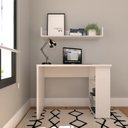 Ver imagem 5 de Conjunto de Mesa com Prateleiras para Escritório ou Home Office de Largura 110cm MDF Branco