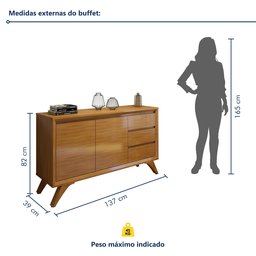 Kit 2 Peças com Rack para Tv até 75 Polegadas Granada e Buffet Piazza 100% MDF - 3