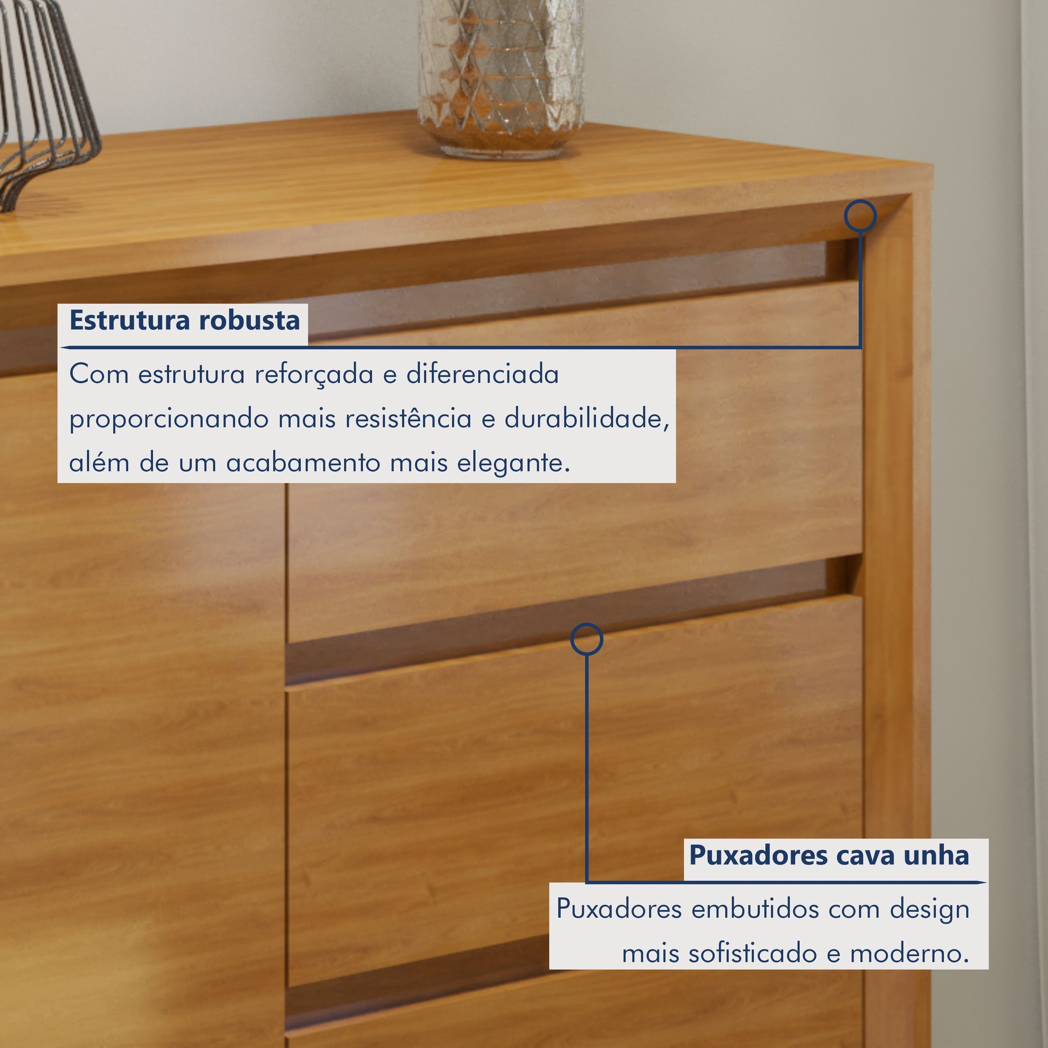 Kit 2 Peças com Rack para Tv até 75 Polegadas Granada e Buffet Piazza 100% MDF - 6