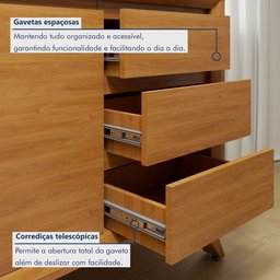 Kit 2 Peças com Rack para Tv até 75 Polegadas Granada e Buffet Piazza 100% MDF - 7