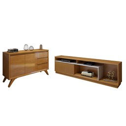 Kit 2 Peças com Rack para Tv até 75 Polegadas Granada e Buffet Piazza 100% MDF - 2