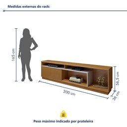 Kit 2 Peças com Rack para Tv até 75 Polegadas Granada e Buffet Piazza 100% MDF - 4