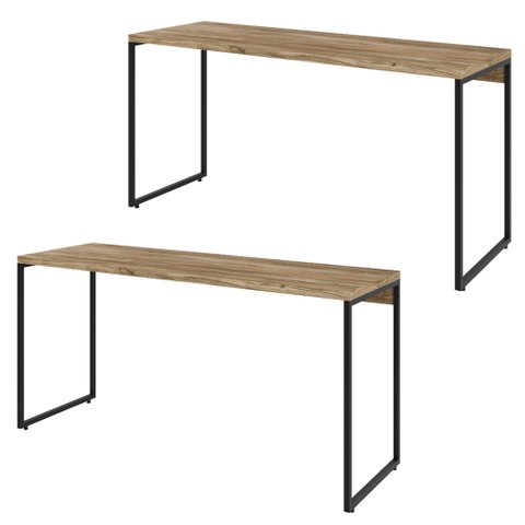 Kit 02 Mesas Para Escritório e Home Office Industrial Aspen 150 cm C01 Carvalho - Lyam Decor