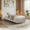 Ver imagem 4 de Cama Box Solteiro Estofada em Madeira Maciça Base Reforçada Santorini Espresso Móveis Bege/Linho