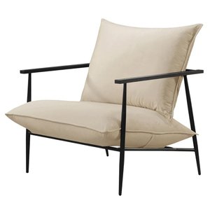 Poltrona Agatha Luxo Metal Industrial Castellar Móbile Veludo Bege Claro