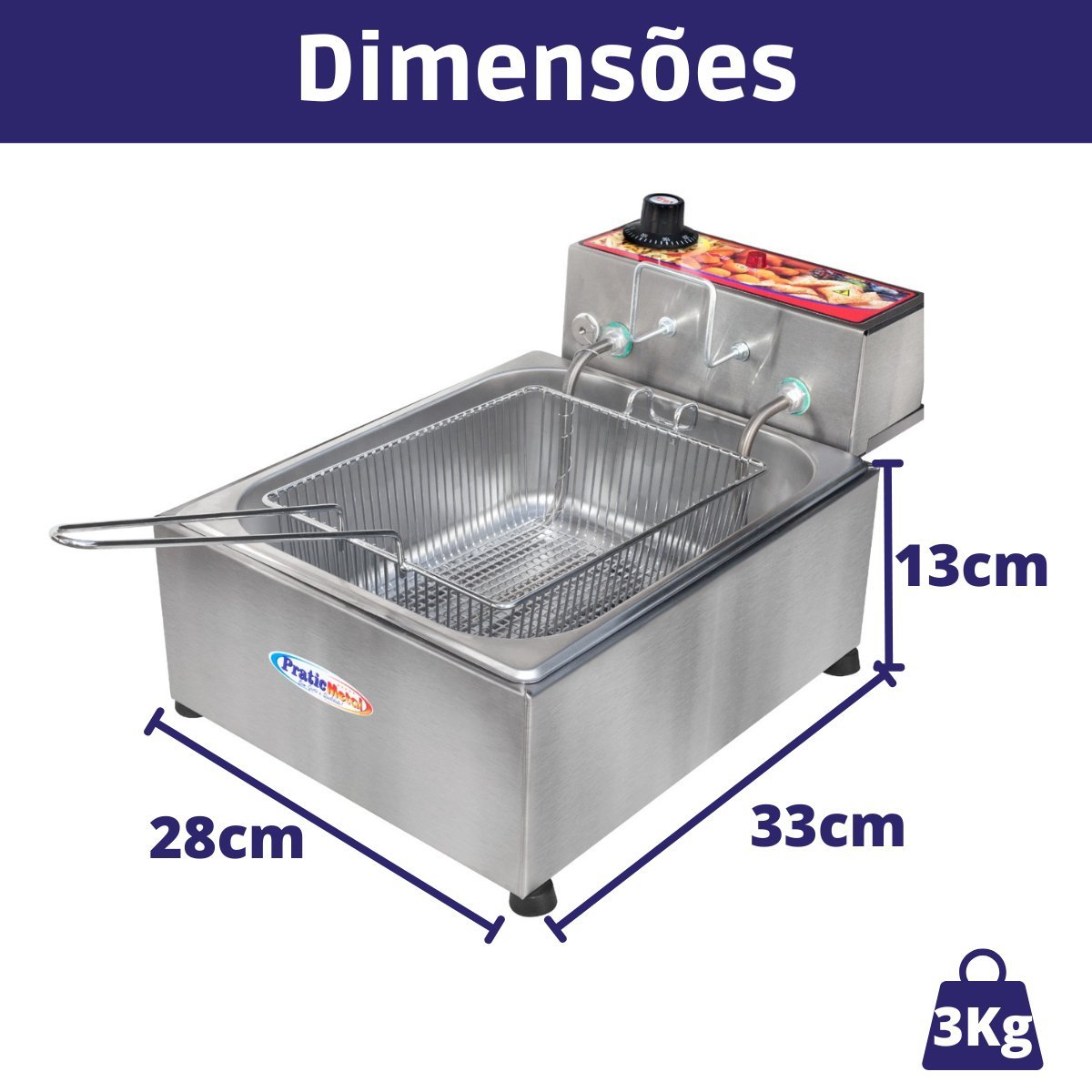 Fritadeira Elétrica Industrial Inox Cuba 5 Litros com Cesto:220v - 3