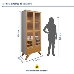 Kit 2 Peças com Rack para Tv até 75 Polegadas Granada e Cristaleira 100% MDF Reflecta - 3