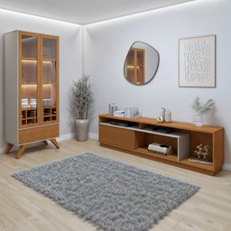 Kit 2 Peças com Rack para Tv até 75 Polegadas Granada e Cristaleira 100% MDF Reflecta - 1
