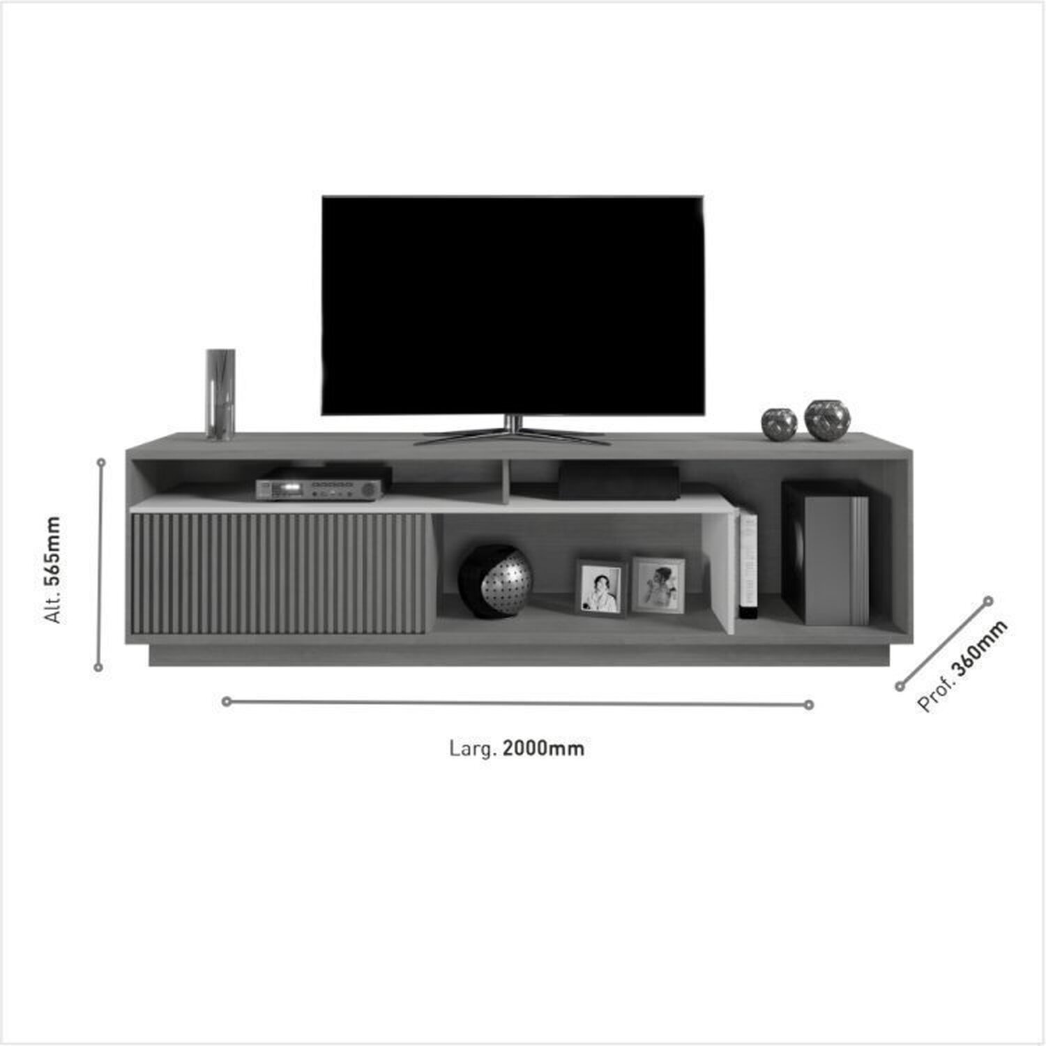 Kit 2 Peças com Rack para Tv até 75 Polegadas Granada e Cristaleira 100% MDF Reflecta - 4