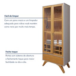 Kit 2 Peças com Rack para Tv até 75 Polegadas Granada e Cristaleira 100% MDF Reflecta - 9