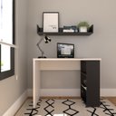 Ver imagem 4 de Conjunto de Mesa com Prateleiras para Escritório ou Home Office de Largura 110cm MDF Branco e Preto
