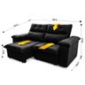 Sofá Retrátil/reclinável Verona 1,80m Suede Velut Preto C/ Molas no Assento - King House - 3