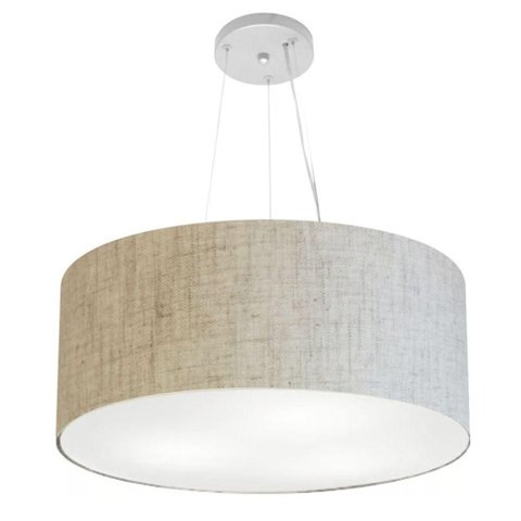 Lustre Pendente Cilíndrico Md-4047 Cúpula em Tecido 50x21cm Rustico Bege - Bivolt