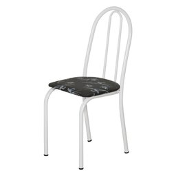 Kit 2 Cadeiras de Cozinha Califórnia Estampado Preto Florido Pés de Ferro Branco - 4